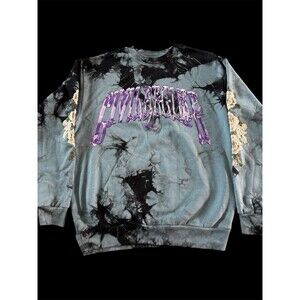 Civil Regime Roses Embroidered Blue Marble Wash Crewneck Men’s Size Medium NWT